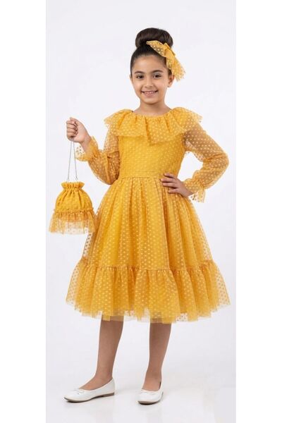 Lunas tekstil Φόρεμα από αφράτο τούλι με μικρή τσάντα και αγκράφα με πουά. Αγ...