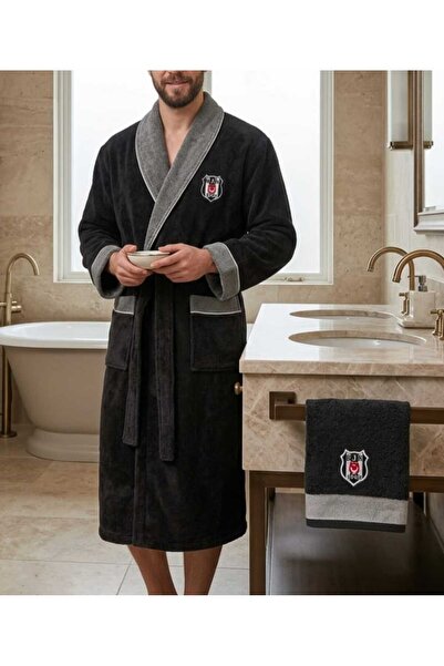 Taç Μπουρνούζι - Μαύρο - Κεντημένο-Ενθετημένο