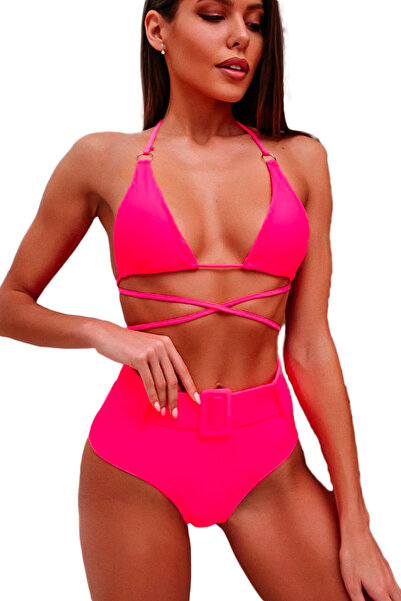 EFAYN.RO Women's swimsuit, 2 pieces, pink, adjustable bra, high waist Brazili...