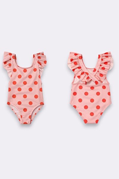 My Kids Wear Κοριτσίστικο μαγιό με βολάν, λεπτομερής κομψή σχεδίαση και χιαστ...