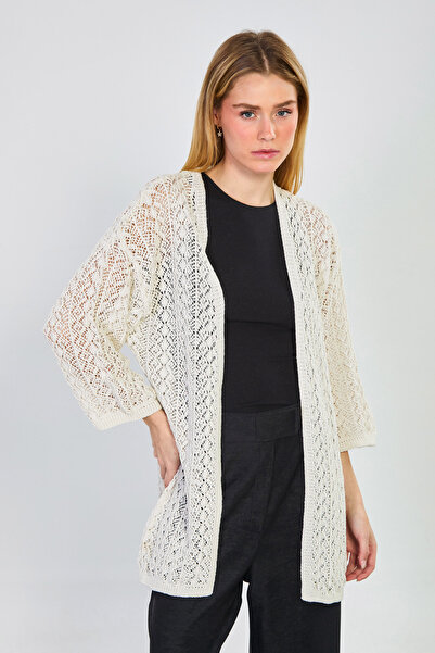 BARRELS AND OIL Γυναικεία ζακέτα με διάτρητο σχέδιο στους αγκώνες - Φυσική