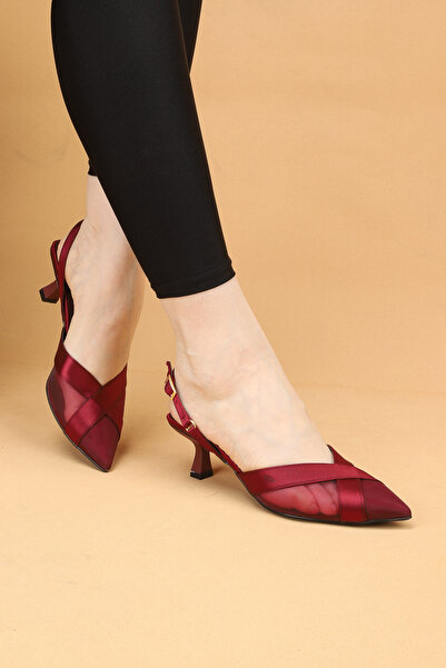 Layber Γυναικεία σατέν διχτυωτά παπούτσια με τακούνι