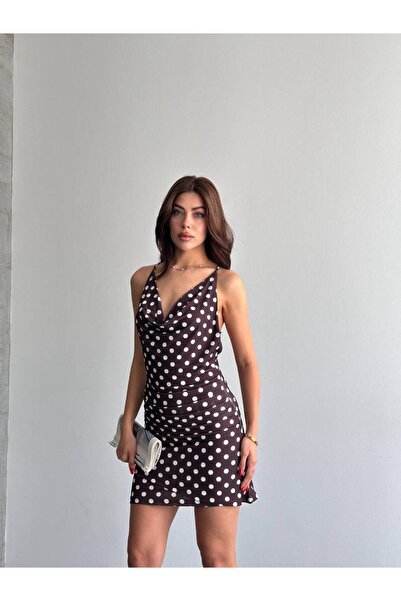 ÇEÇİM Μίνι φόρεμα με λαιμόκοψη Degaje, πουά, με ανοιχτή πλάτη και τιράντες - ...