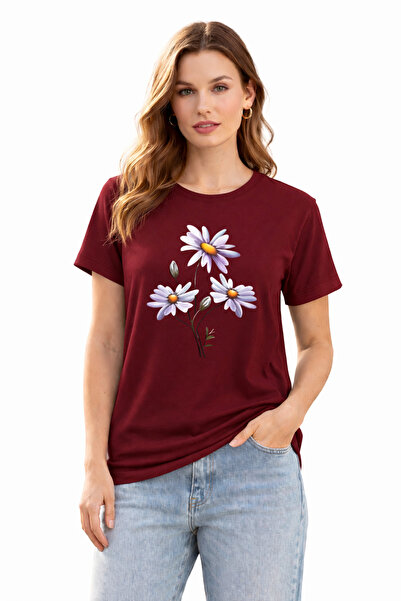 ZİYMO Γυναικείο μπλουζάκι με στάμπα μαργαρίτες