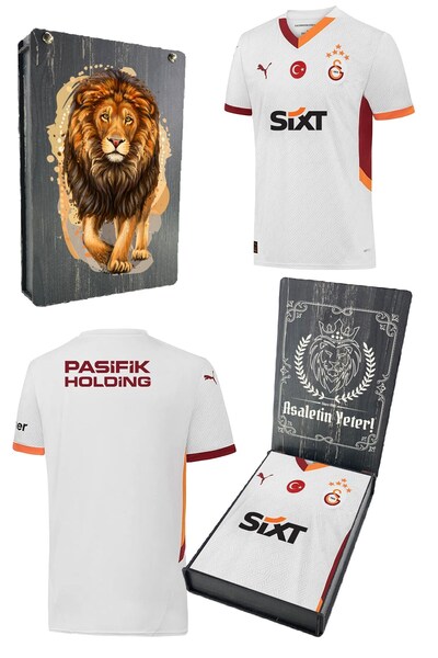 Galatasaray Original 2024/25 5 Star White Away Jersey with Lion Print Gift Wood