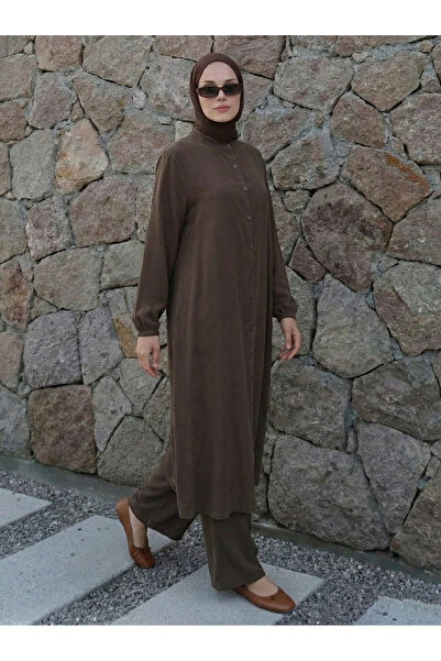 Naknaku طقم هاكيم ياكا مع بنطلون طويل - بني