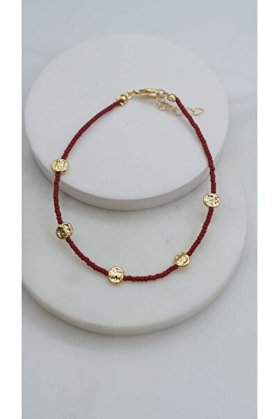 Jerie Gold Ezme Plaka Bordo Halhal