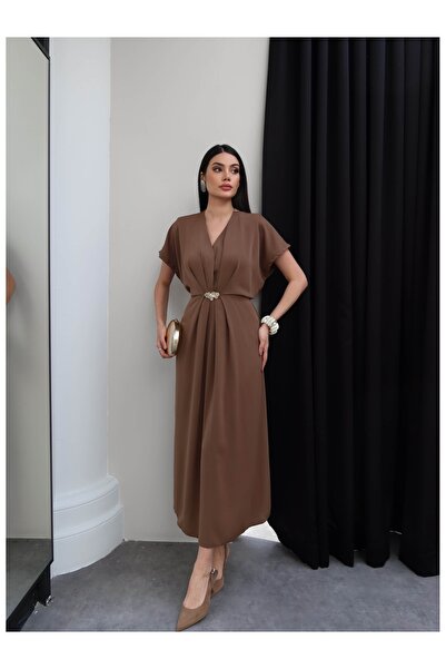 ESRAHELVACI Φόρεμα - Καφέ - Διπλόμπρατσο