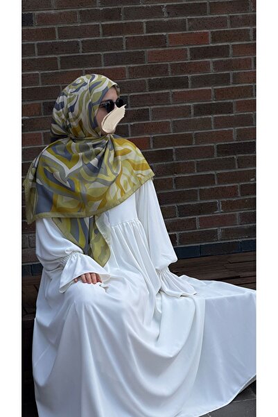 Qalortex Scarf وشاح قطني ناعم بنمط مهرّا - زيتوني