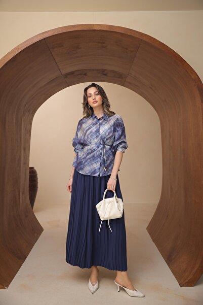 VOICTEC Φούστα πλισέ από μοντάλ, Σετ πουκάμισο