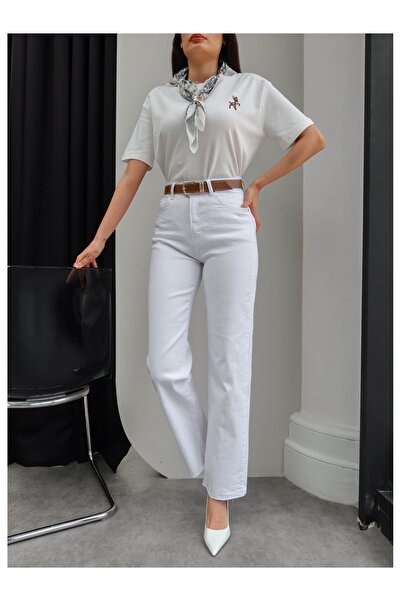 ESRAHELVACI Τζιν με κομμένα τελειώματα στα μπατζάκια και ζώνη "