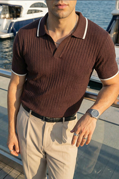 Livio Ferri Ανδρικό μπλουζάκι Basay Premium με ριγέ πλεκτό ύφασμα και λαιμόκο...