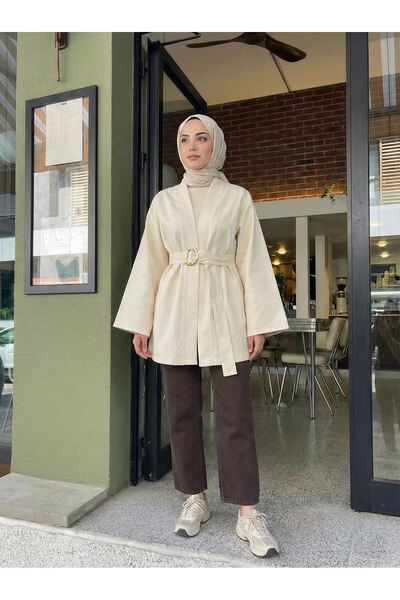 Lunsera Store Wide Cuff Belt Detail Jacket-Stone