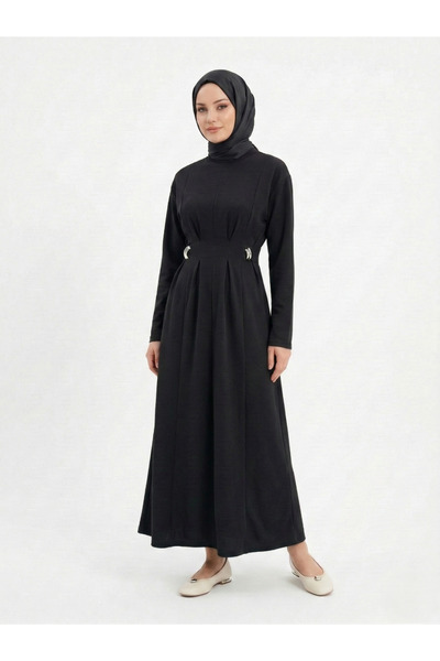 Foremia Dress with Front Pencil Belt and Accessory Detail - Black
