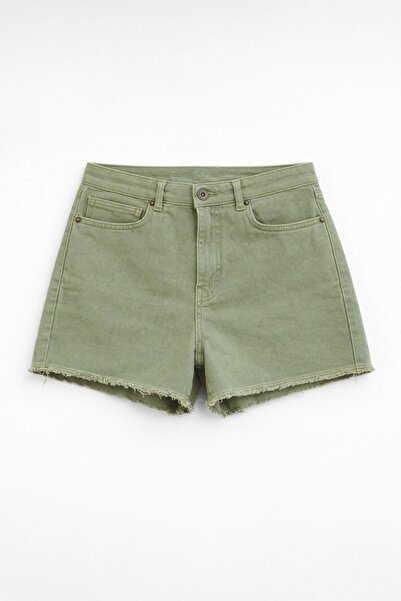blue white Women's High Waist Tasseled Stretchy Khaki Jean Shorts