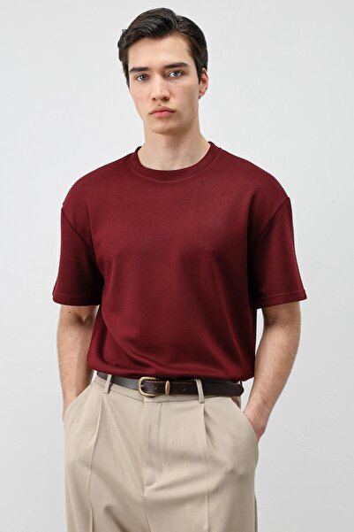 Antioch Bordo Crop Fit Erkek T-Shirt