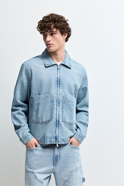 LEFTIES Cepli fermuarlı denim ince ceket