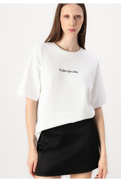 ZAVIXO Γυναικείο μπλουζάκι με στάμπα, oversized, 100% βαμβάκι |   Άνετο κοντο...