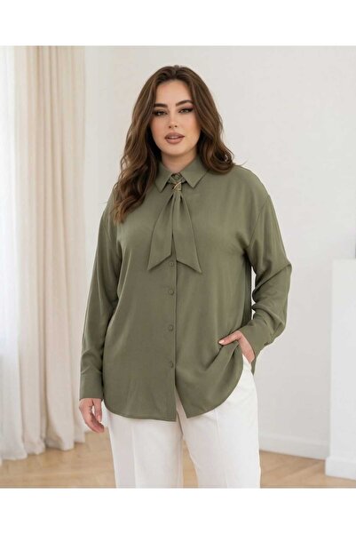SolQ Plus Size Modal Fabric Comfortable Fit Women's Shirt with Scarf Detail