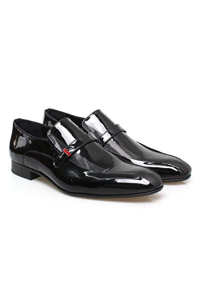 FRANCO CALVANI Black Color Laceless Genuine Leather Leather Sole Men's Shoes
