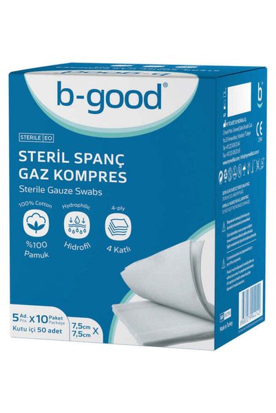Montreal B-Good Steril Spanç Gaz Kompres 7.5cm x 7.5cm 50 Adet ( 6 ADET )