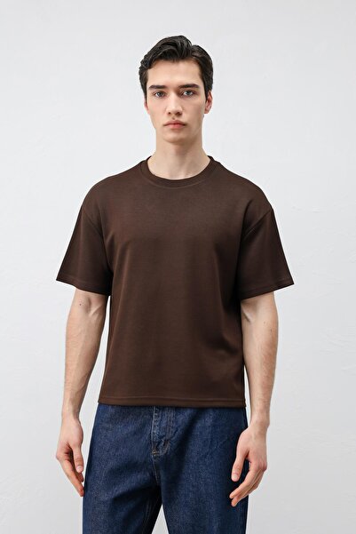Antioch Σκούρο καφέ ανδρικό T-shirt Crop Fit