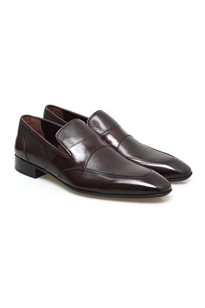FRANCO CALVANI Brown Laceless Genuine Leather Leather Sole Men's Shoes