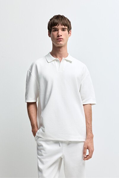 LEFTIES Dokulu polo yaka t-shirt
