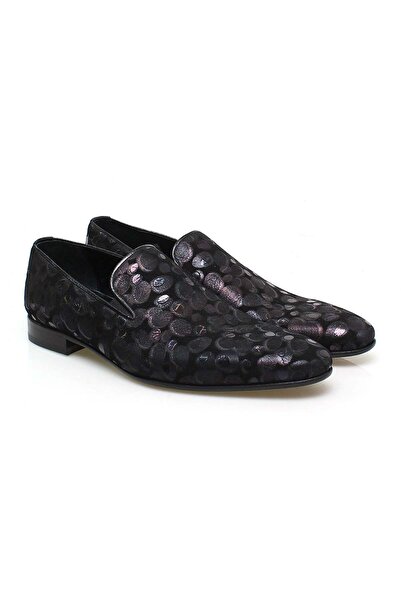 FRANCO CALVANI Black Color Laceless Genuine Leather Leather Sole Men's Shoes