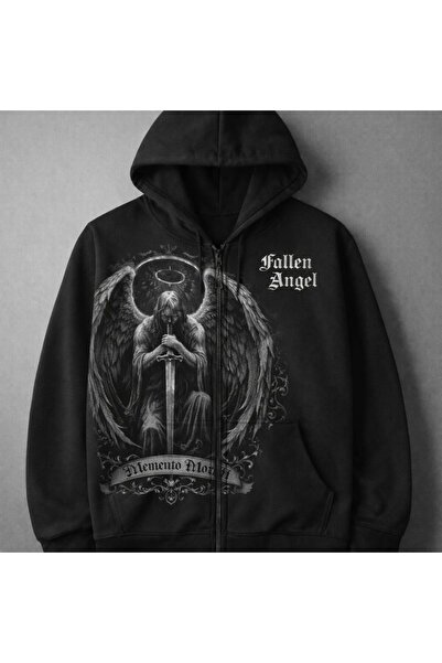 LOTS MODA Μαύρη vintage ζακέτα με κουκούλα Unisex Angel Affliction Cyber ​​Gr...