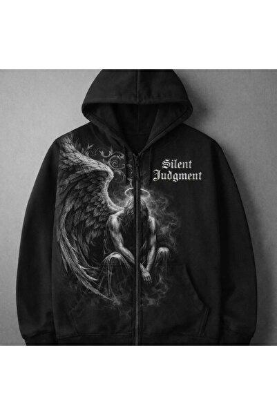 LOTS MODA Μαύρη vintage ζακέτα με κουκούλα Unisex Angel Affliction Cyber ​​Gr...