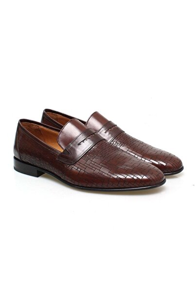 FRANCO CALVANI Brown Laceless Genuine Leather Leather Sole Men's Shoes