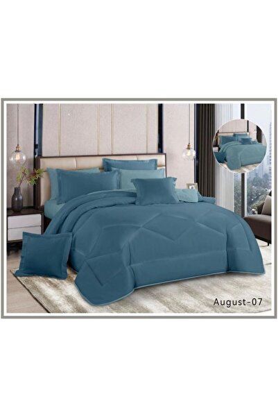 Moon مفرش صيفي ساده نفرين 8قطع بالوان متناسقه (وجهين )