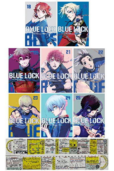 Komik Şeyler Blue Lock 18-19-20-21-22-23-24-25. Ciltler Manga Seti + Özel Cetvel