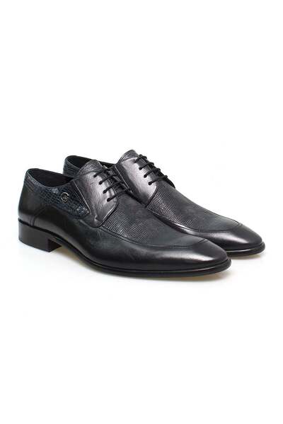FRANCO CALVANI Dark Blue Color Lace-Up Genuine Leather Leather Sole Men's Shoes