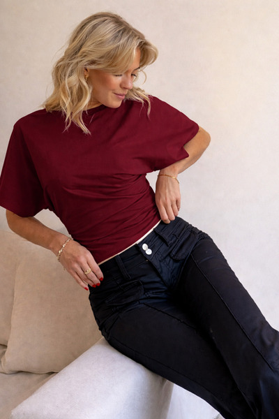 SevdeUgur Γυναικεία μπλούζα με φαρδιά μανίκια που εφαρμόζει στο σώμα