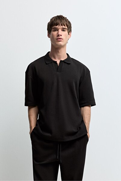 LEFTIES Dokulu polo yaka t-shirt