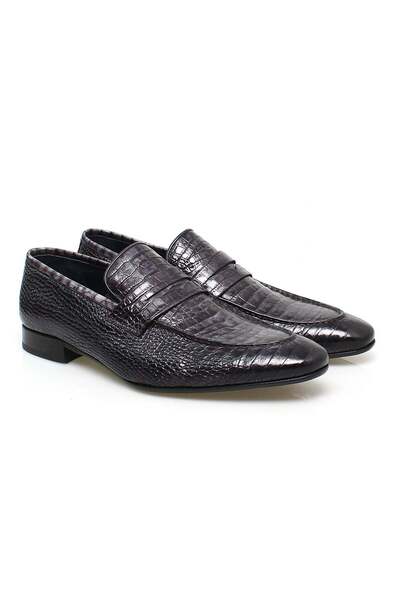 FRANCO CALVANI Black Color Laceless Genuine Leather Leather Sole Men's Shoes