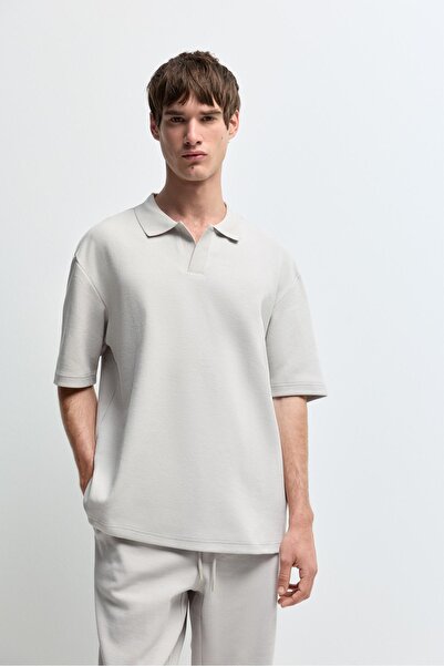 LEFTIES Dokulu polo yaka t-shirt