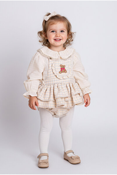 Coolimino Bear Embroidered Baby Girl Romper Jumpsuit