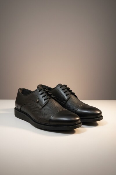 Modayak Enes Poly Sole Black Genuine Leather Shoes