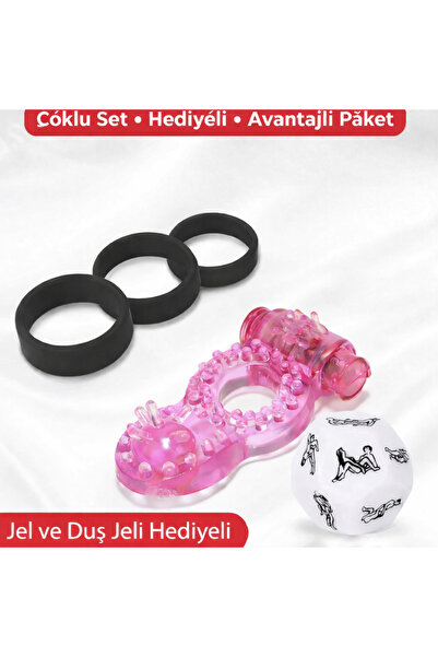 Erkek Seti 3’lü Halka + Titreşimli Halka + Kamasutra Zar Hediyeli Bakım Seti