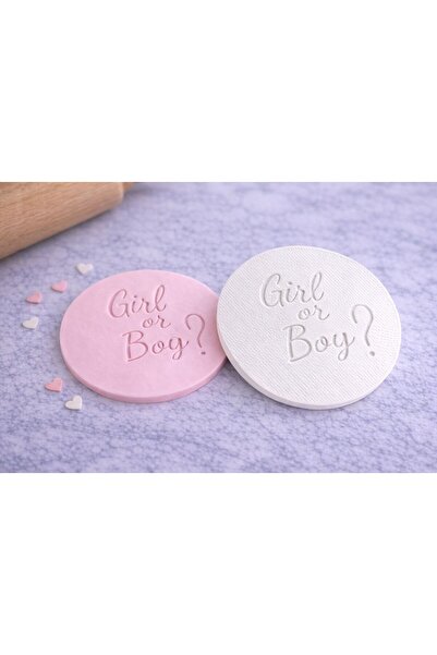 StudioAslanDesign Girl Or Boy Yazılı Şeker Hamuru Kalıbı 7 cm – Kurabiye, Pas...