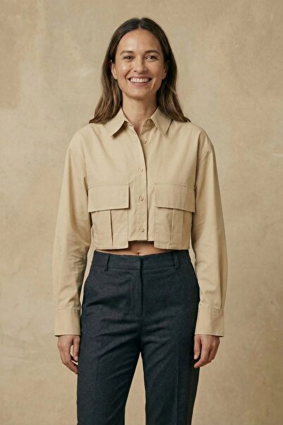 Hiccup MY FASHION Κοντό πουκάμισο με κουμπιά και λεπτομέρεια στην τσέπη