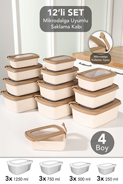 Meleni Home 12-Piece Rectangular Striped Microwaveable Lid Storage Container ...