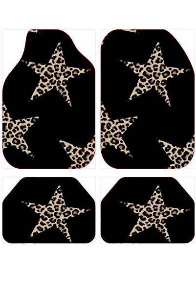 Carmine Carpet Dekoratif Leoparlı Yıldız Desenli Oto Paspas Takımı Tüm Modell...