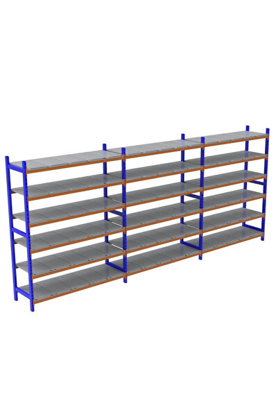 ALANRAF 6 Katlı 3'lü Depo Rafı - 300-350 Kg Taşıma Kapasiteli Hafif Rack Raf ...