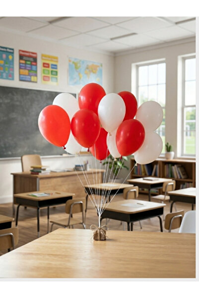 Azebu Red White Pastel Latex Balloon, Unprinted Balloon for April 23Rd Decora...