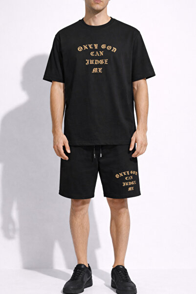 ARMY STORE Black Oversize Casual Set for Men – T-Shirt and Shorts Print Only ...