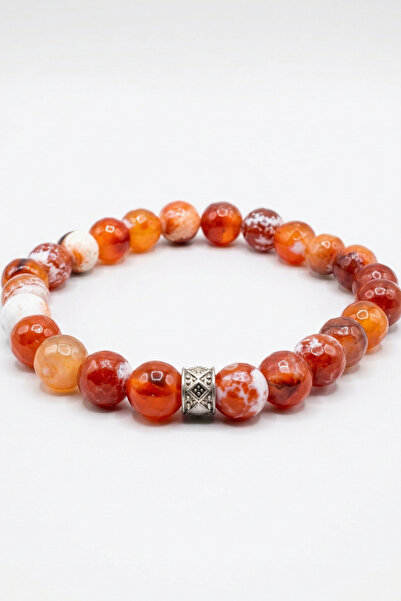 MMİF Natural Agate Stone Bracelet 8mm for Women and Men - Effective for Prote...